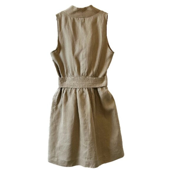 Laundry by Shelli Segal Linen Belted Utility Dress Size 8 Neutral Summer Classic - Picture 6 of 8